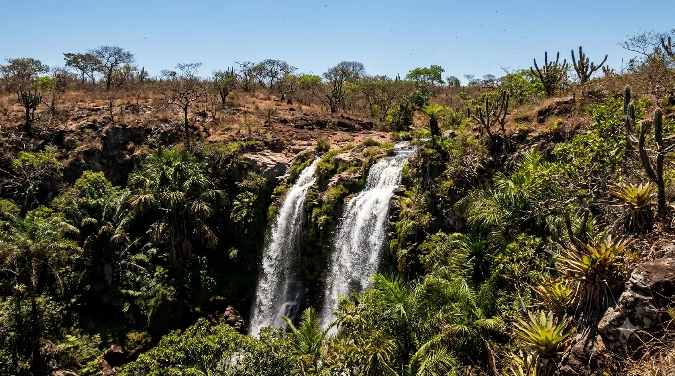 Bifurcação - pegar à direita — cachoeira em Bahia, Brasil