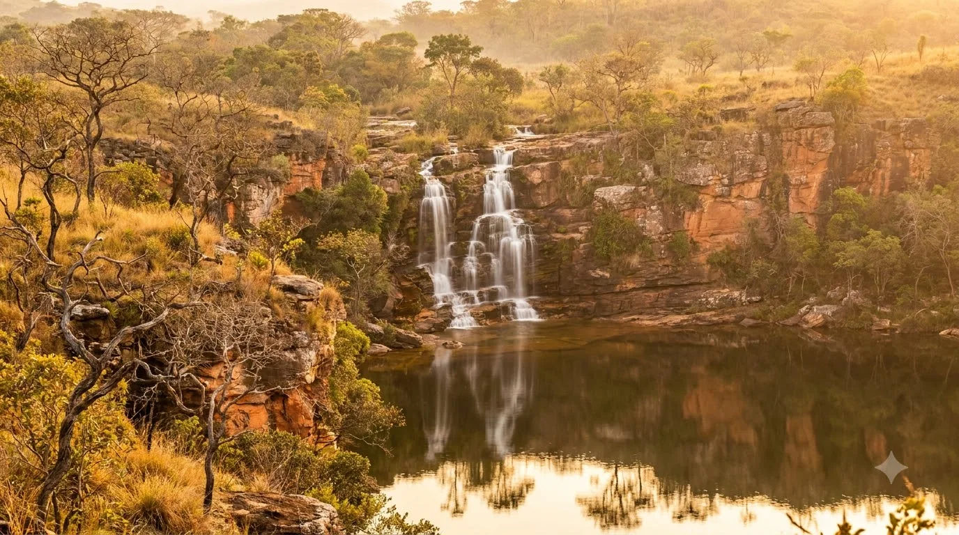 Encontro das águas — cachoeira em Goias, Brasil